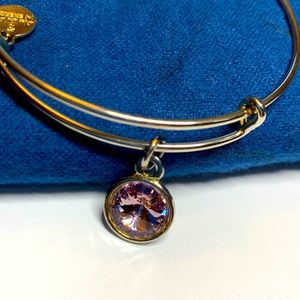 3/$20 Alex and Ani light pink June birthstone silver bracelet